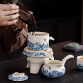 Bộ ấm chén uống trà cối xay cao cấp họa tiết nghệ thuật tinh tế, Cối Xay Bạch Ngọc