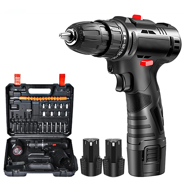 Máy khoan pin cầm tay 12V đa chức năng kèm 2 pin và bộ 24 phụ kiện