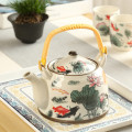Bộ ấm chén pha trà cao cấp sứ trắng họa tiết tinh xảo