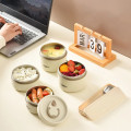 Combo hộp cơm văn phòng kèm túi giữ nhiệt, bộ thìa đũa tiện lợi, Set 3 - Màu Be