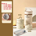 Combo hộp cơm văn phòng kèm túi giữ nhiệt, bộ thìa đũa tiện lợi, Set 3 - Màu Be