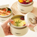 Combo hộp cơm văn phòng kèm túi giữ nhiệt, bộ thìa đũa tiện lợi, Set 3 - Màu Be