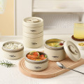 Combo hộp cơm văn phòng kèm túi giữ nhiệt, bộ thìa đũa tiện lợi, Set 3 - Màu Be