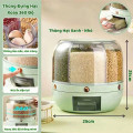 Thùng đựng gạo ngũ cốc 6 ngăn thông minh xoay 360 độ chống ẩm mốc, Thùng 5kg