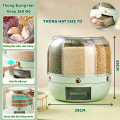 Thùng đựng gạo ngũ cốc 6 ngăn thông minh xoay 360 độ chống ẩm mốc, Thùng 5kg