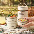 Combo hộp cơm văn phòng kèm túi giữ nhiệt, bộ thìa đũa tiện lợi, Set 3 - Màu Be