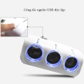 Bộ chia tẩu sạc trên ô tô 3 cổng tẩu và 2 cổng usb nhỏ gọn