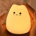 Đèn ngủ để bàn trang trí sillicon hình mèo dễ thương