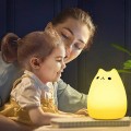 Đèn ngủ để bàn trang trí sillicon hình mèo dễ thương