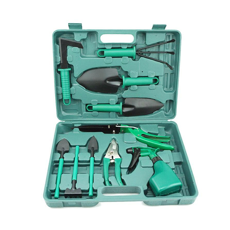 Hộp dụng cụ làm vườn chuyên nghiệp 10 món màu xanh