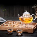 Bộ ấm chén thủy tinh pha trà trong suốt chịu nhiệt cao cấp, Bộ ấm chén không khay (Có quai)