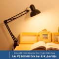 Đèn học kẹp bàn đọc sách, làm việc thông minh chống cận, Thân đèn + Bóng Rạng Đông 5w vàng