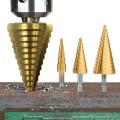 Bộ 3 mũi khoan hình tháp 4 - 32mm thép chuôi lục giác cao cấp