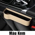 Bộ 2 khay để đồ đa năng nhét khe ghế ô tô bọc da cao cấp , Màu kem