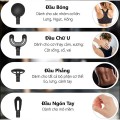Máy massage cầm tay mini toàn thân 4 đầu cao cấp, Màu đỏ