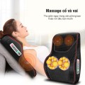 Gối massage hồng ngoại cổ vai gáy tựa lưng đa năng, Màu đen