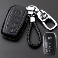 Bao da chìa khóa ô tô Toyota 3 nút bấm cao cấp, Màu đen chỉ vàng