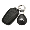 Bao da chìa khóa ô tô Toyota 3 nút bấm cao cấp, Màu đen chỉ vàng
