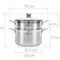 Bộ nồi và xửng hấp 28cm vung kính dùng mọi loại bếp