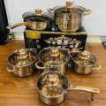 Bộ 6 nồi chảo đáy từ 5 lớp kèm vung kính cường lực cao cấp