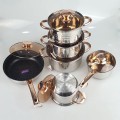 Bộ 6 nồi chảo đáy từ 5 lớp kèm vung kính cường lực cao cấp