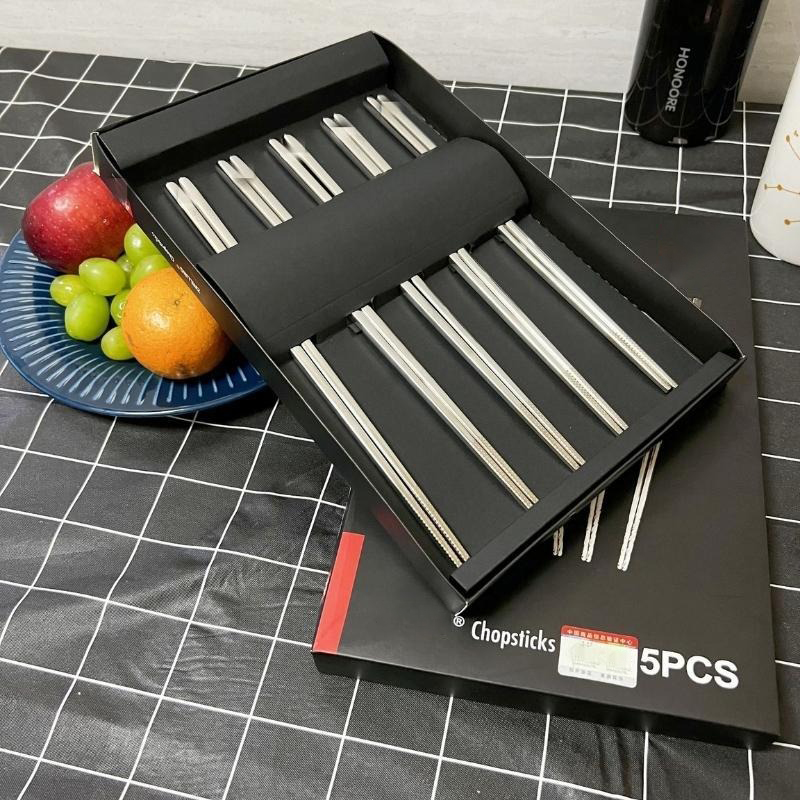 Set 5 đôi đũa chống trơn trượt cong vênh kèm hộp đựng sang trọng