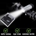 Đèn gắn xe đạp siêu sáng, sạc usb vỏ nhôm chống nước pin trâu