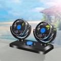 Quạt đôi mini đa năng xoay 360 độ để xe ô tô, để bàn, Loại 12V cắm tẩu