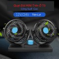 Quạt đôi mini đa năng xoay 360 độ để xe ô tô, để bàn, Loại 12V cắm tẩu