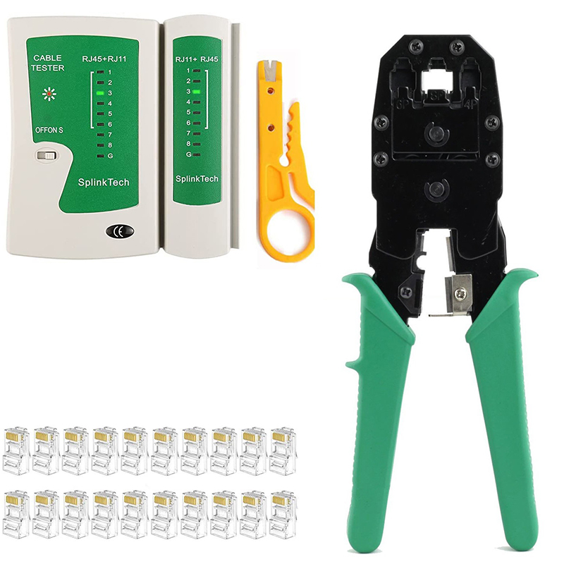 Bộ sản phẩm kìm bấm mạng, hạt mạng nhựa và hộp test mạng cao cấp