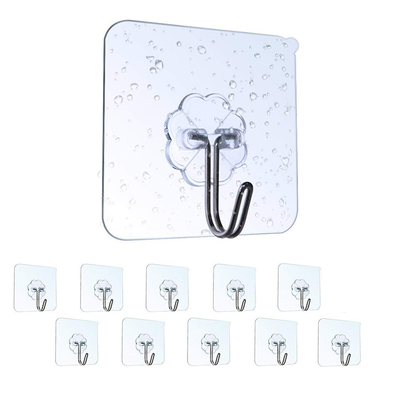 Set 20 móc dán tường treo đồ trong suốt chịu lực tốt