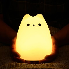 Đèn ngủ để bàn trang trí sillicon hình mèo dễ thương