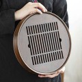 Khay trà tre tròn màu vân gỗ nâu sang trọng có khoang chứa nước, Loại nhỏ 25x25x5 (cm)