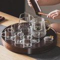 Khay trà tre tròn màu vân gỗ nâu sang trọng có khoang chứa nước, Loại nhỏ 25x25x5 (cm)