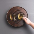Khay trà tre tròn màu vân gỗ nâu sang trọng có khoang chứa nước, Loại nhỏ 25x25x5 (cm)