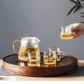 Khay trà tre tròn màu vân gỗ nâu sang trọng có khoang chứa nước, Loại nhỏ 25x25x5 (cm)