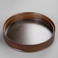 Khay trà tre tròn màu vân gỗ nâu sang trọng có khoang chứa nước, Loại nhỏ 25x25x5 (cm)