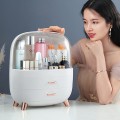Hộp đựng mỹ phẩm, đồ trang điểm để bàn chống bụi cao cấp, Màu trắng