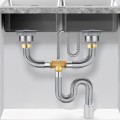 Bộ xi phông, ống thoát nước chậu rửa bát 2 hố có chống hôi và ngăn rác